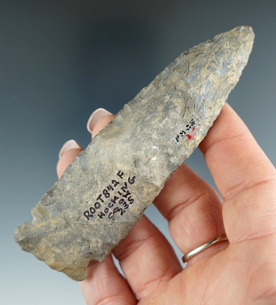 4 1/16" Coshocton Flint Meadowood Knife = Hocking Co.,Ohio. Ex. Weaver,  Wilkins, David Root.