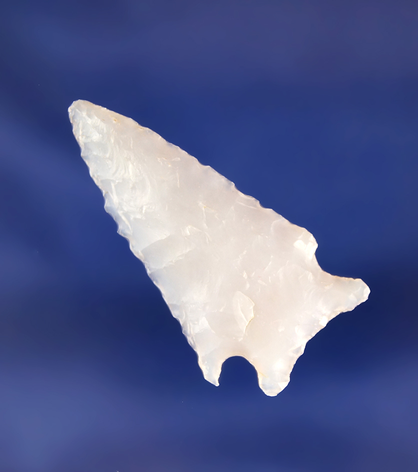 1 1/2" translucent chalcedony Cornernotch found near the Snake River, Oregon.