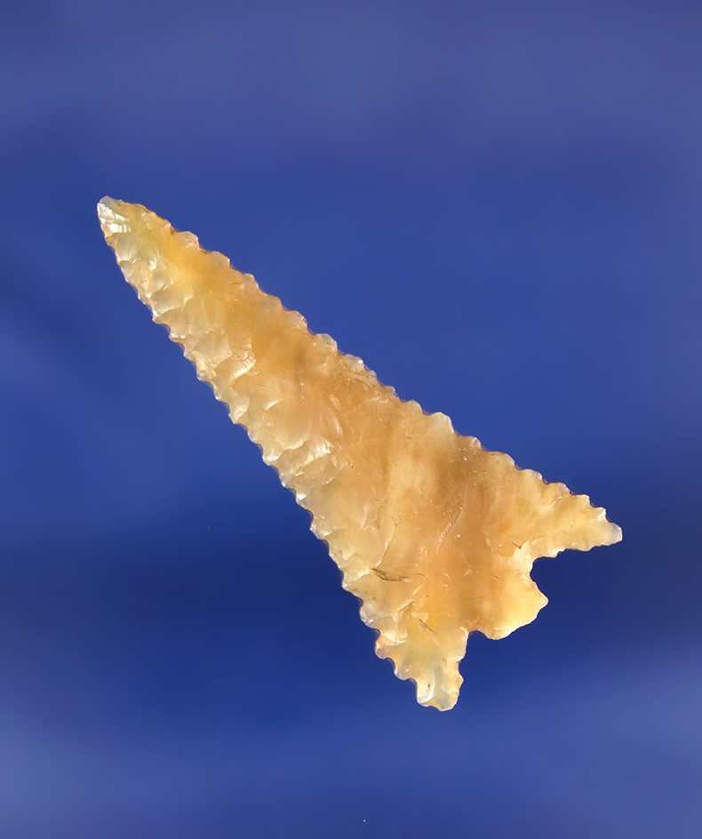 Excellent serrations on this 1 7/16" Columbia Plateau found near the Columbia River, WA.