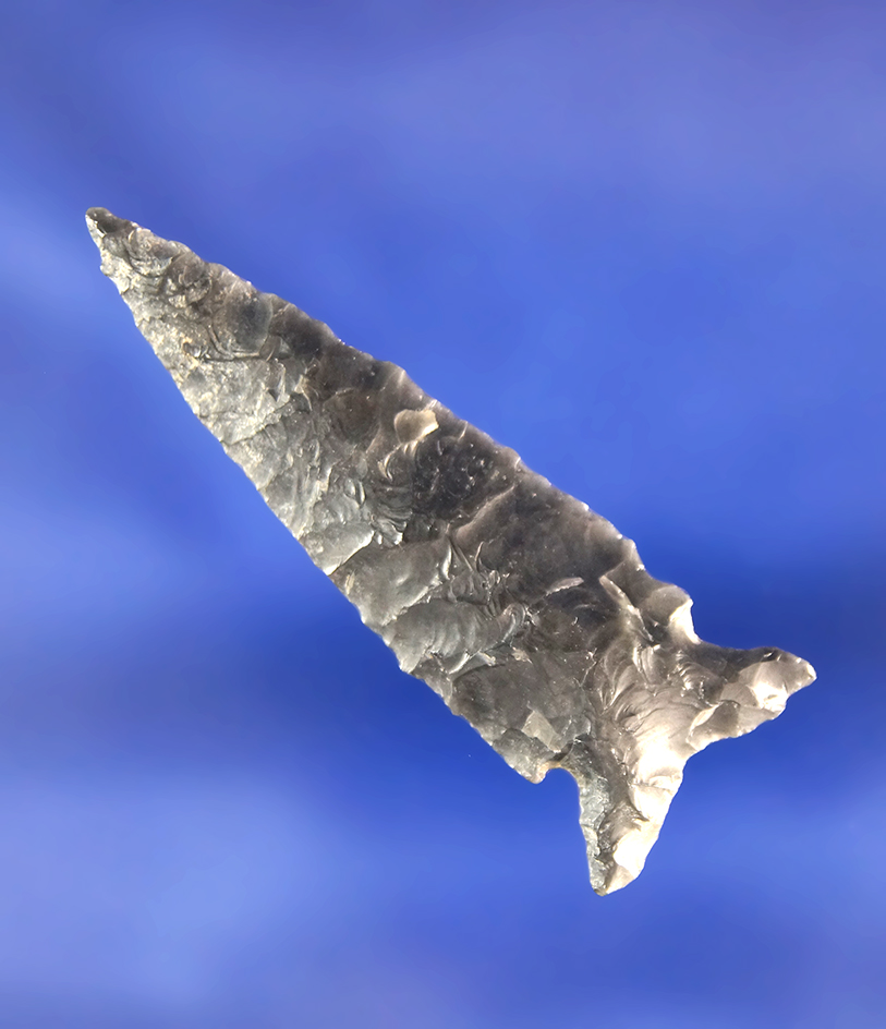 1 3/4" Obsidian fishtail dart point with exceptional flaking found near Fort Rock Oregon.