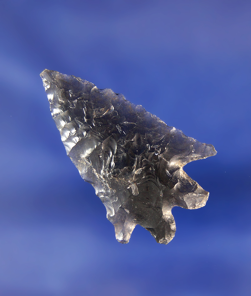 1 1/2" nicely patinated Obsidian Pinto Basin found near Fort Rock, Oregon.