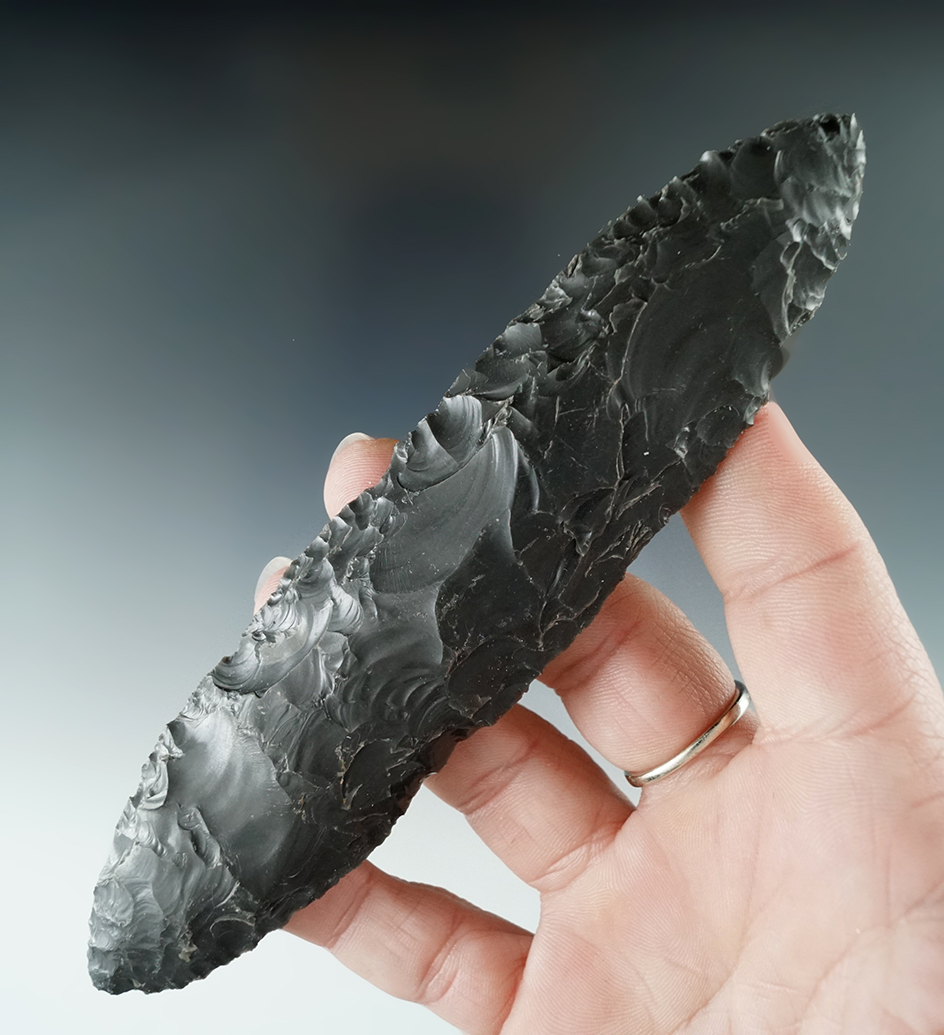 5 3/4" Bi-pointed obsidian Blade found in Lake County Oregon.