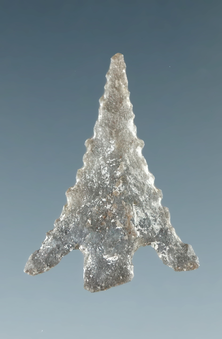 Nicely flaked, heavily patinated with fine serrations 7/8" Columbia Plateau - mid-Columbia River.