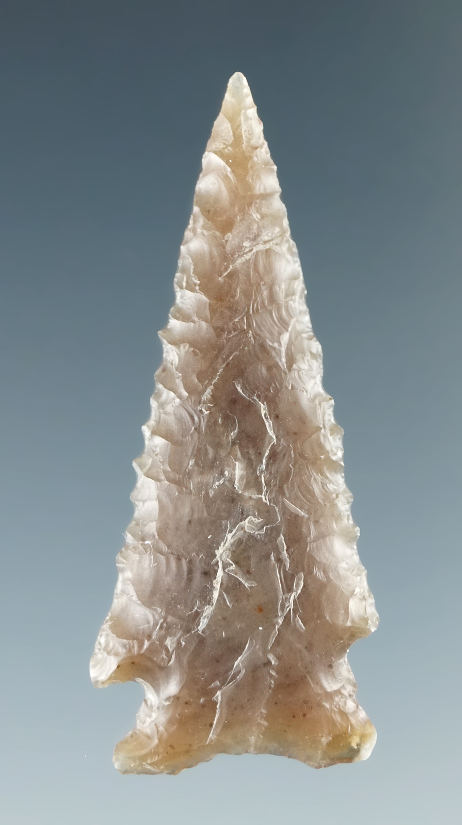 excellent flaking and style on this 1 9/16" Snake  River dart point found near the mid-Columbia Rive