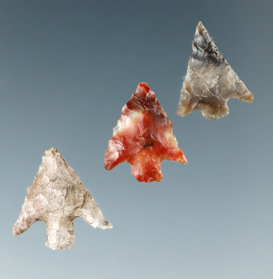 Set of three Columbia River Gem points, largest is 9/16".