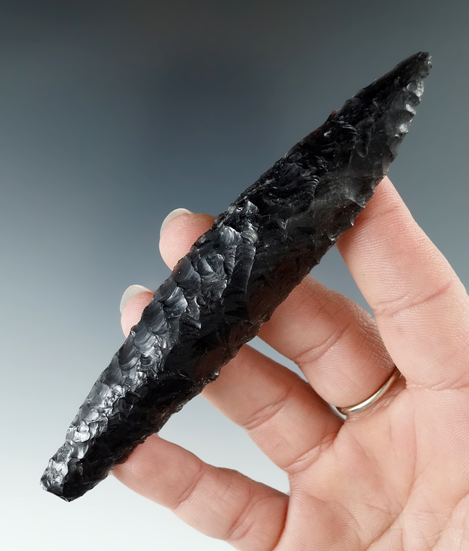 Rare and nice! 4 11/16" Paleo Haskett spear point found on a private ranch in the early 1960s.