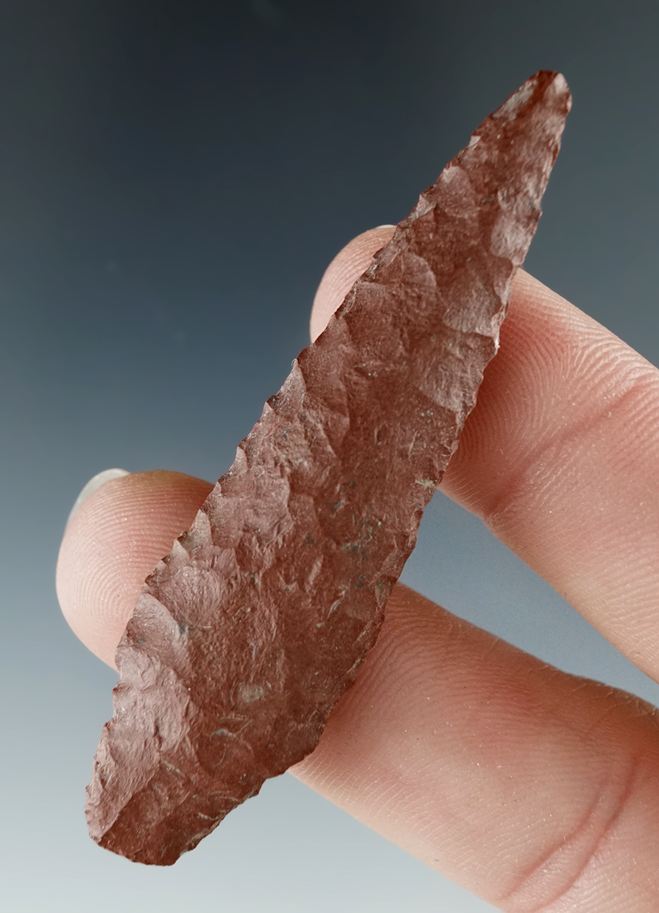 2 7/16" shouldered cascade made from attractive red Jasper found near the Columbia River.