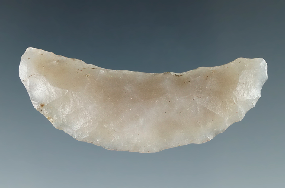 Nice! 1 15/16" Paleo Crescent found on a private ranch near the Alvord desert, Oregon.