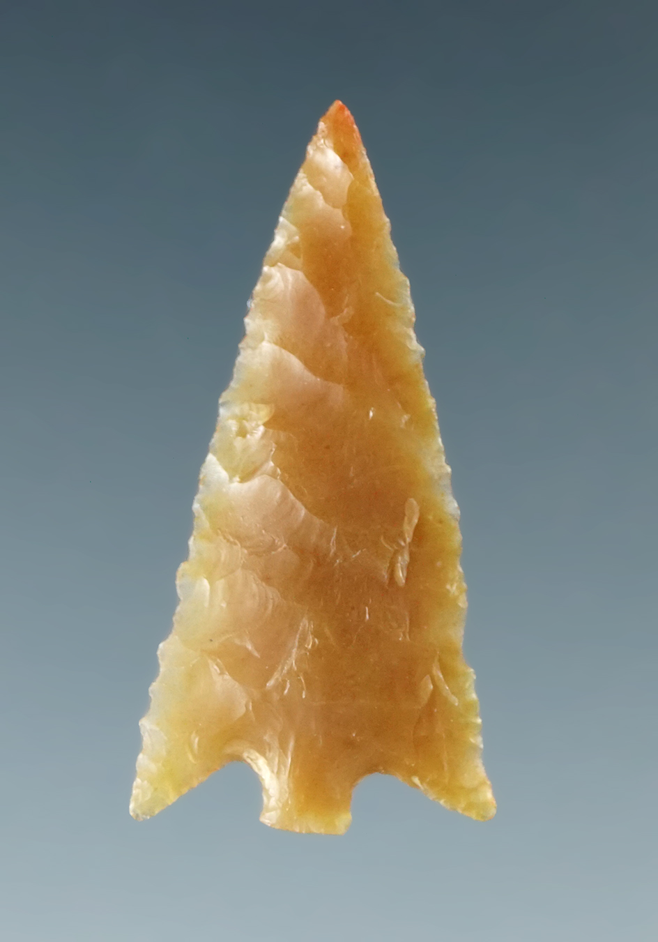 Thin and nice! Exquisite flaking on this 1 1/16" Columbia Plateau made from semi translucent agate.