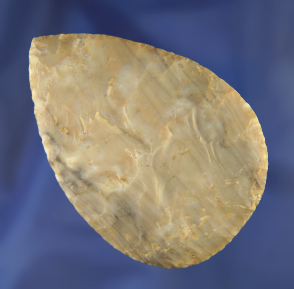 3" well flaked and nicely styled Flint Ridge Flint Hopewell Blade  found in Ohio. Bennett COA.