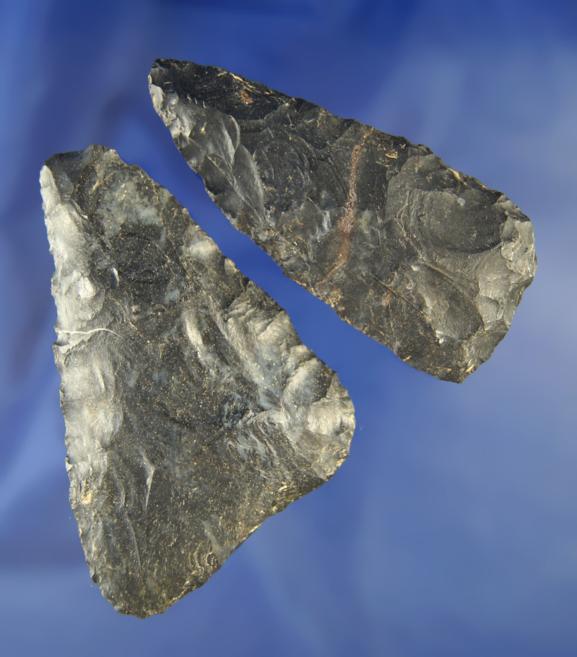 Pair of Coshocton Flint Triangular Knives, largest is 3".