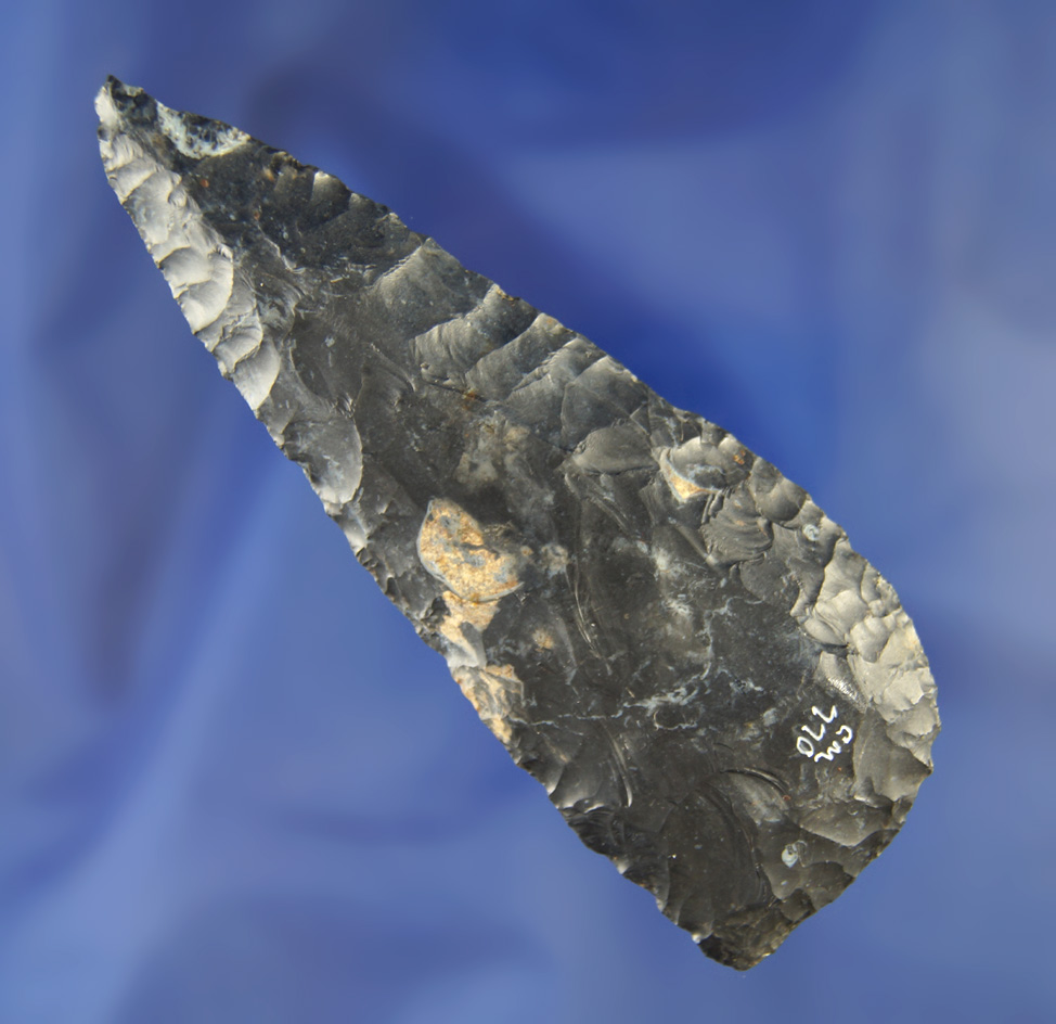 Pictured! 3 11/16" Coshocton Flint Knife - Ohio. Purchased by Jack Hooks from Stanley Copeland