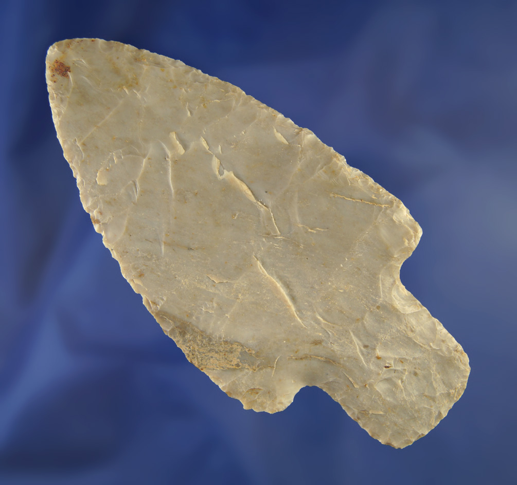 4 1/4" Flint Ridge Flint Adena found on the Sands farm in Huron Co.,  Ohio near the town of Milan.