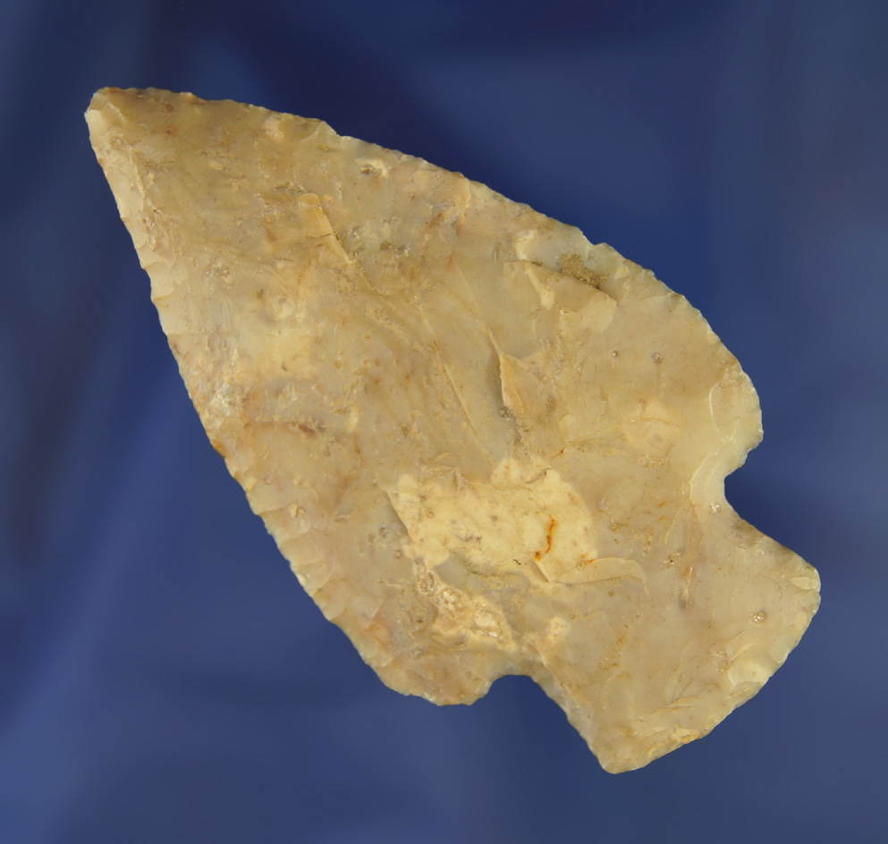 3 5/16" Flint Ridge Flint Hopewell Knife that is heavily patinated found in Ohio.