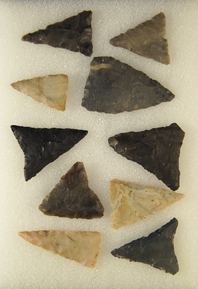 Set of 10 Ohio Triangle points, largest is 1 3/8".