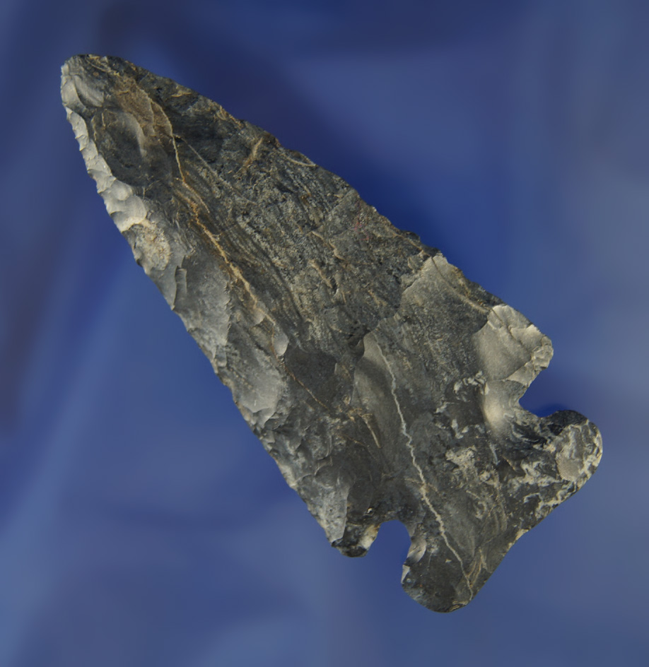 3 5/16" Coshocton Flint Cornernotch found in Ohio that is very nicely made.