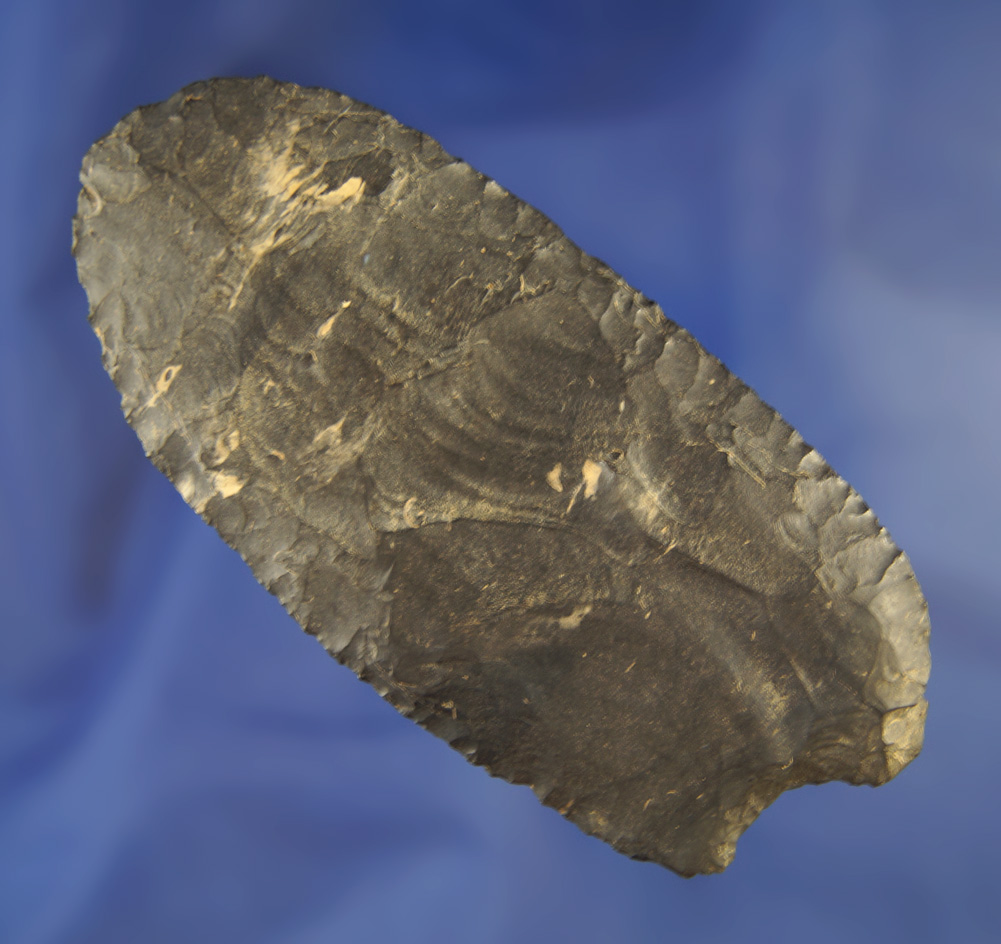 3 15/16" Paleo Square Knife with unique tool on base. Found in Coshocton Co., Ohio.