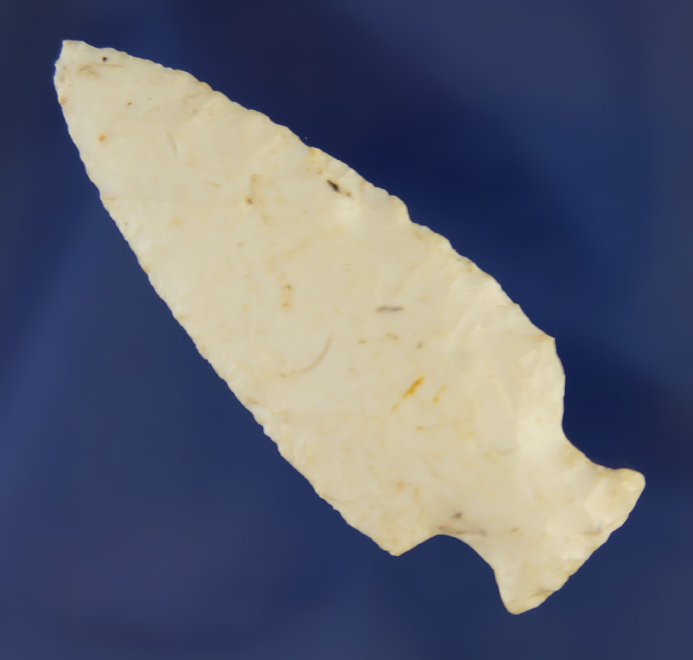 2 7/16" Flint Ridge Flint Bottleneck/Tablerock point found in Richland Co.,  Ohio. Ex. Glenn Spray