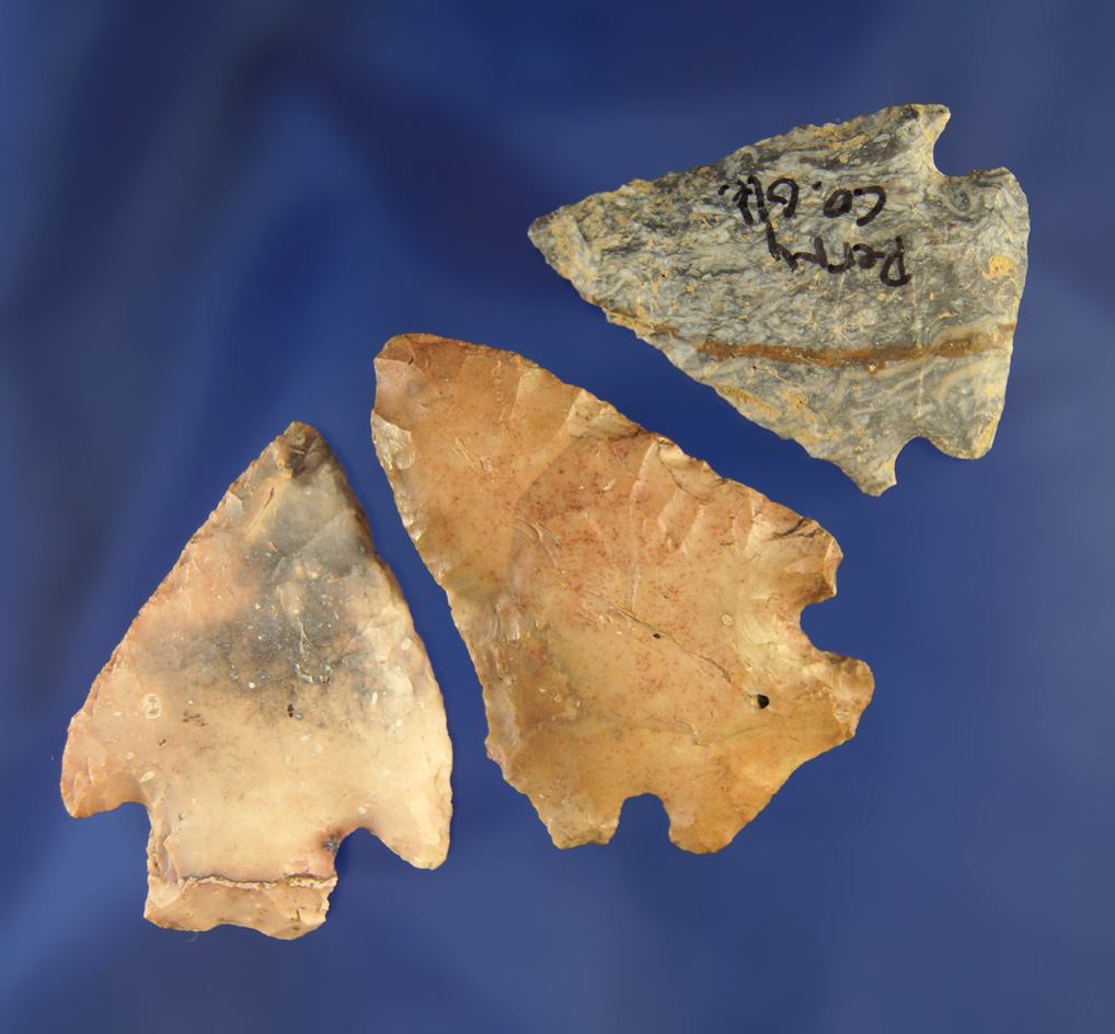 Set of three Pentagonal points found in Ohio, largest is 1 7/8".