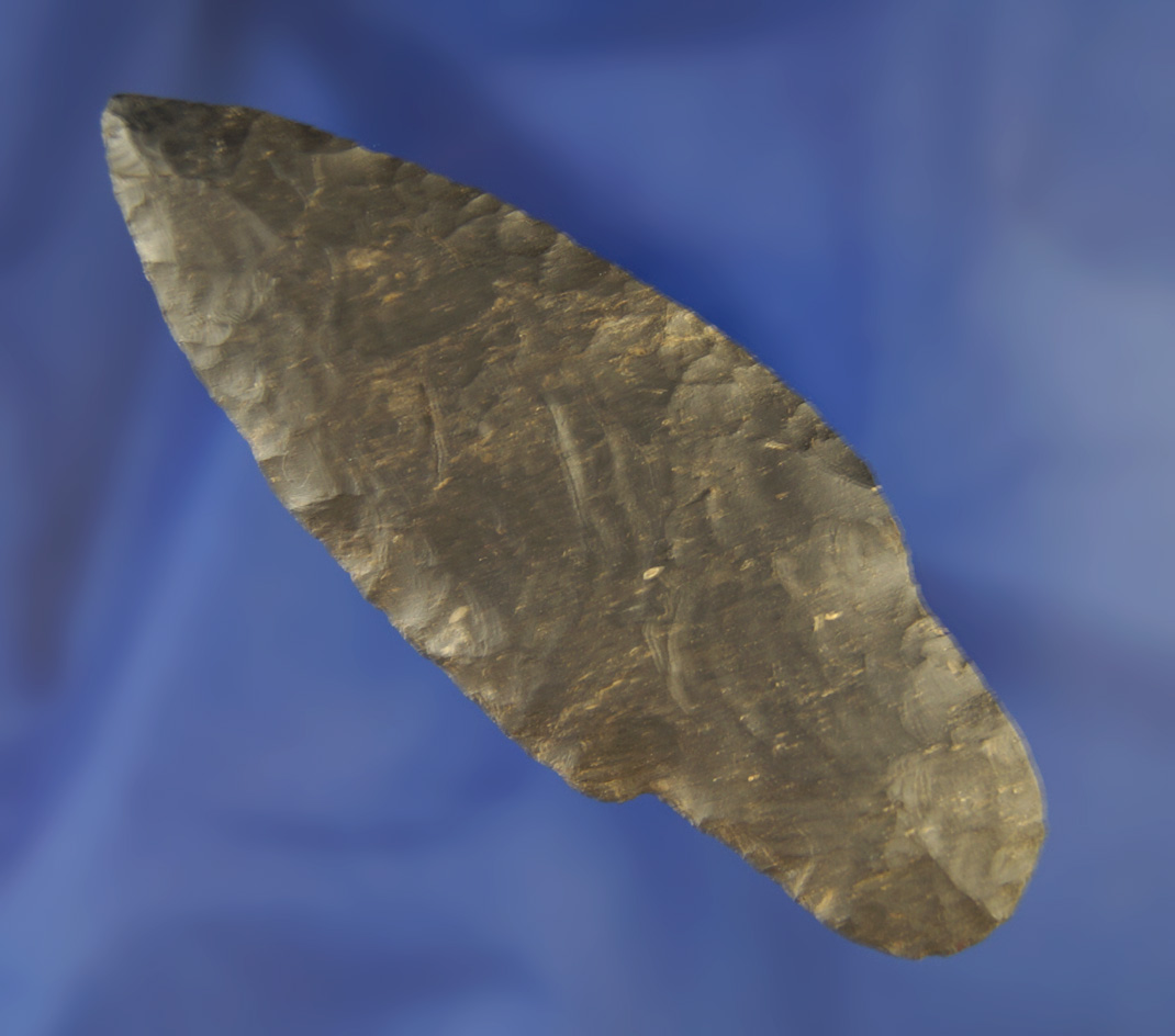 Well flaked 3 9/16" Adena found in Logan Co.,  Ohio. Ex. Greg Shipley, Len Weidner collections.