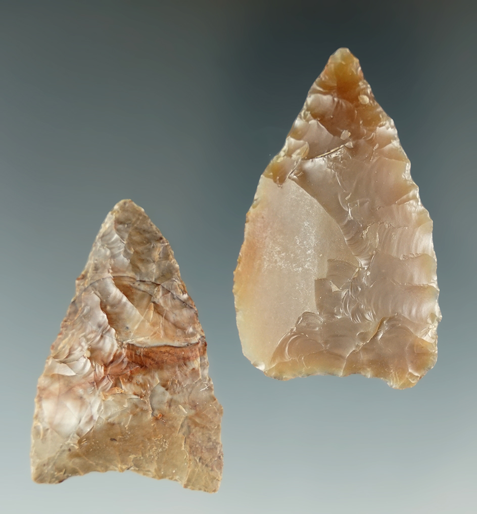 Pair of Atlatl Valley Blades found along the Mid Columbia River. Largest is 1 15/16". Ex. Hall.