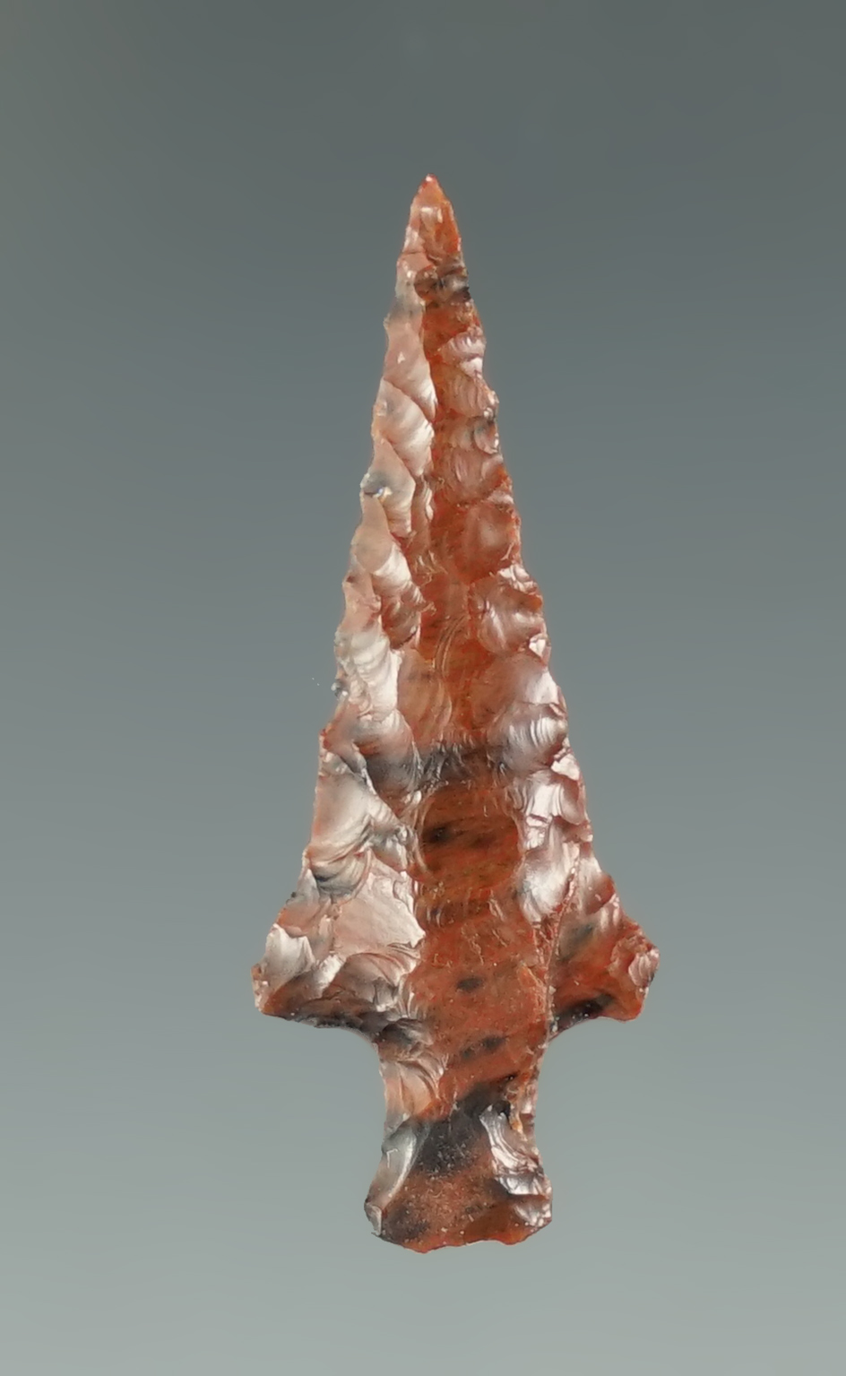 Excellent flaking and style on this 1 1/4" Klickitat Dagger made from Mahogany Obsidian.