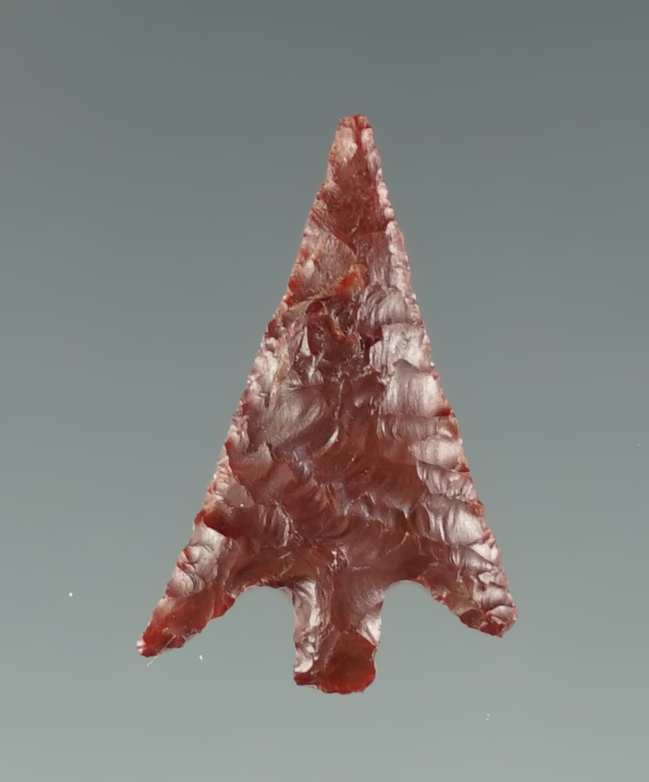 Finely flaked 13/16" Columbia Plateau made from red Jasper.