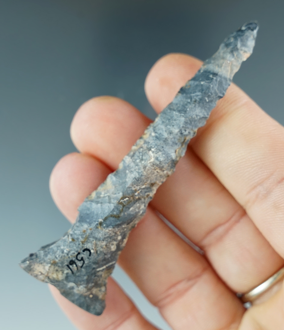2 7/8" Coshocton Flint Drill found in Richland Co., Ohio. Ex. Parchard Collection.