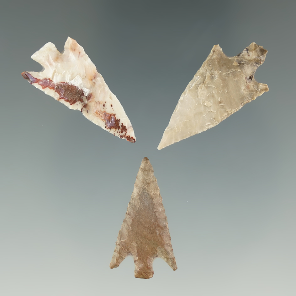 Set of 3 Columbia Plateau Points that are nicely made, largest is 1 3/8".