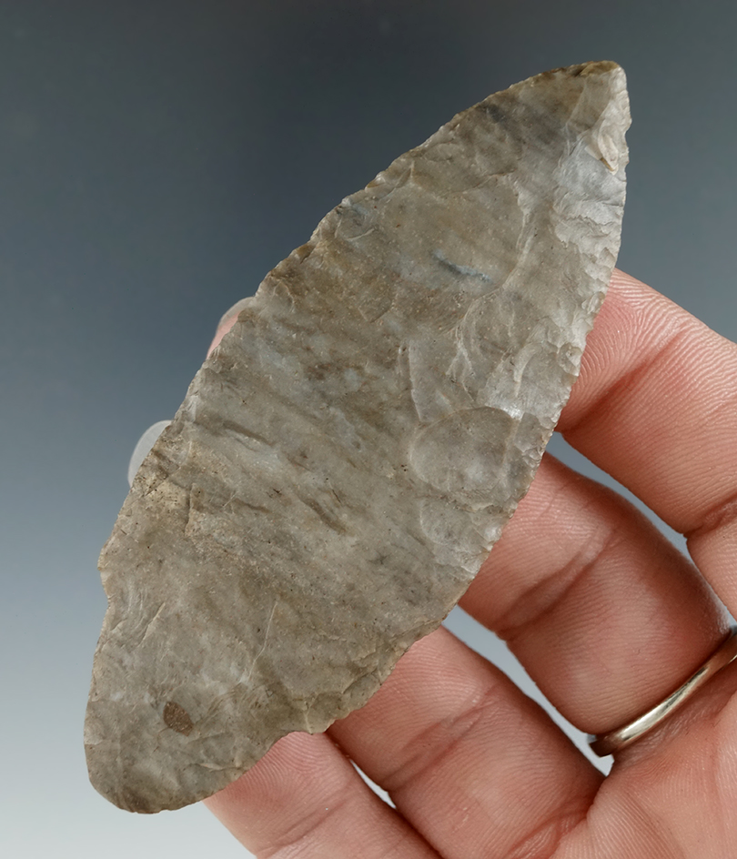3 5/16" Onondaga Flint Adena found in Steuben Co., New York. Ex. Howdy Lang.
