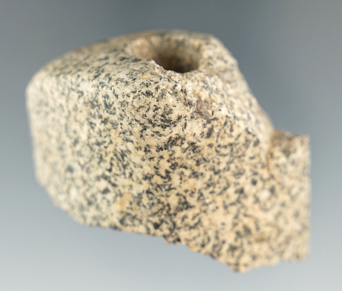 2 1/16" wide section of a Prismoidal hardstone Bannerstone found by Alfred Amos at Crib Mound.