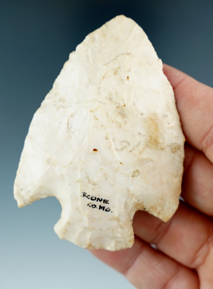 2 13/16" Hopewell that was glued to a board found in Boone County Missouri.