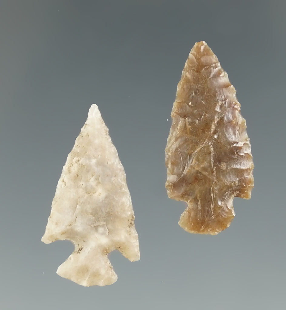Pair of well flaked and nicely styled Columbia River arrowheads, largest is 1".