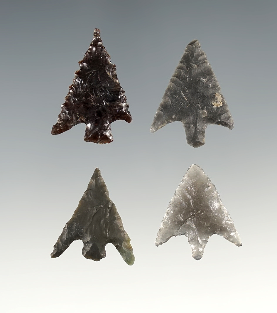 Set of 4 nice Oregon points in excellent condition. The largest is 1".