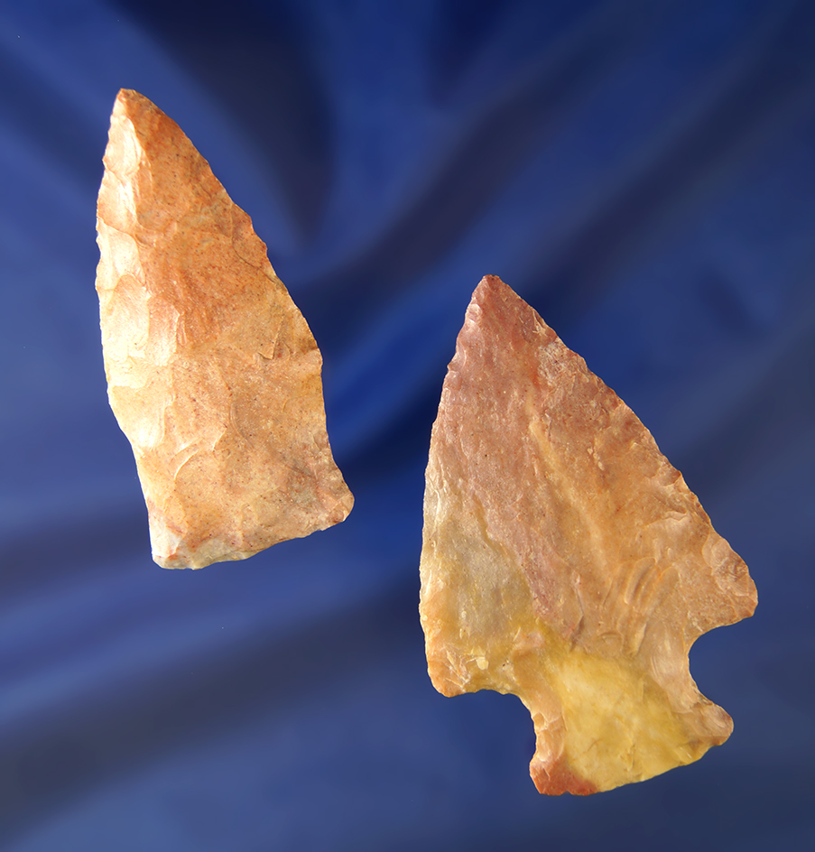 Pair of arrowheads found in Missouri in very nice condition, largest is 2 3/4".