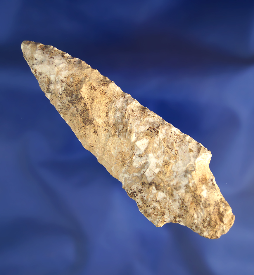 4 5/16" Adena that is heavily patinated found near the Wabash River, Peru, Indiana.