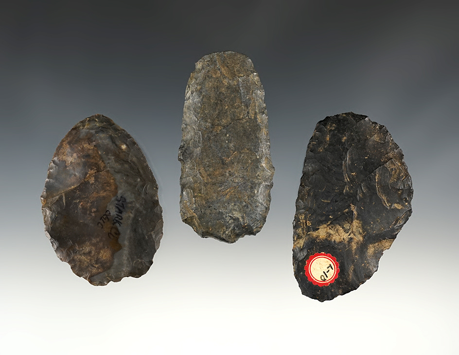 Set of 3 nice Ohio Paleo Knives in excellent condition. The largest is 2 15/16".