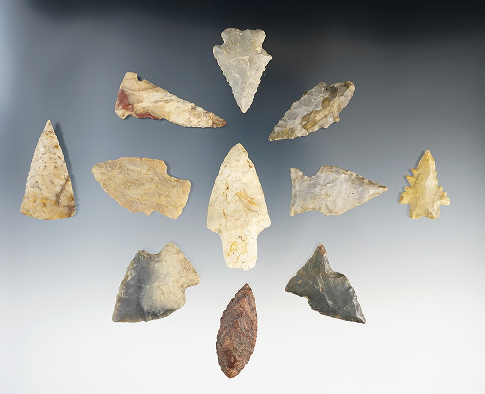 Set of 11 Midwest points in nice condition. The largest is 2 3/16".