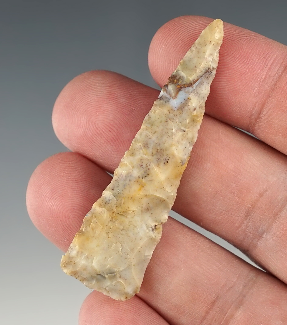 Well made 2 5/16" Ohio Triangle point made from Flint Ridge flint.