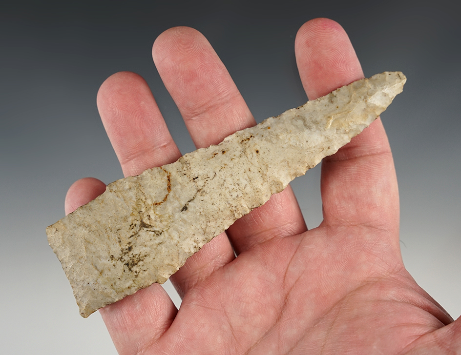 5" stemmed Lanceolate knife found in Portage County Ohio is very well patinated.