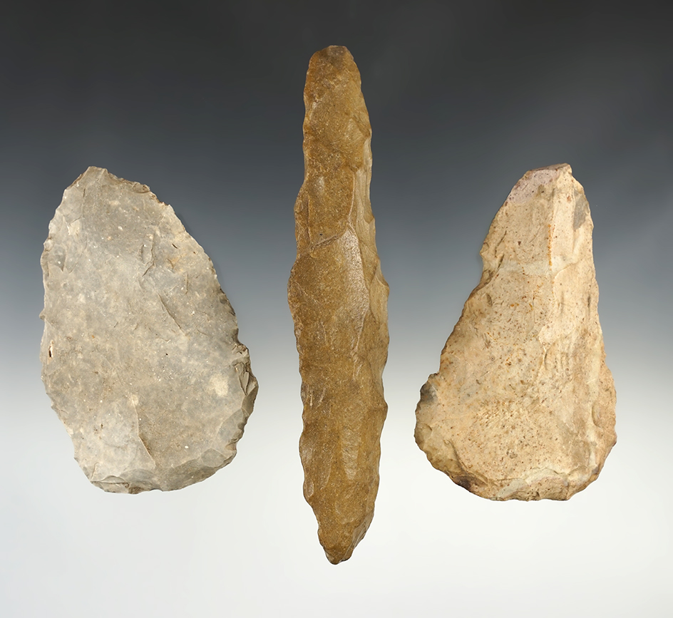 Set of 3 Well made Ohio Flint Blades/Knives. The largest is 6 1/2".