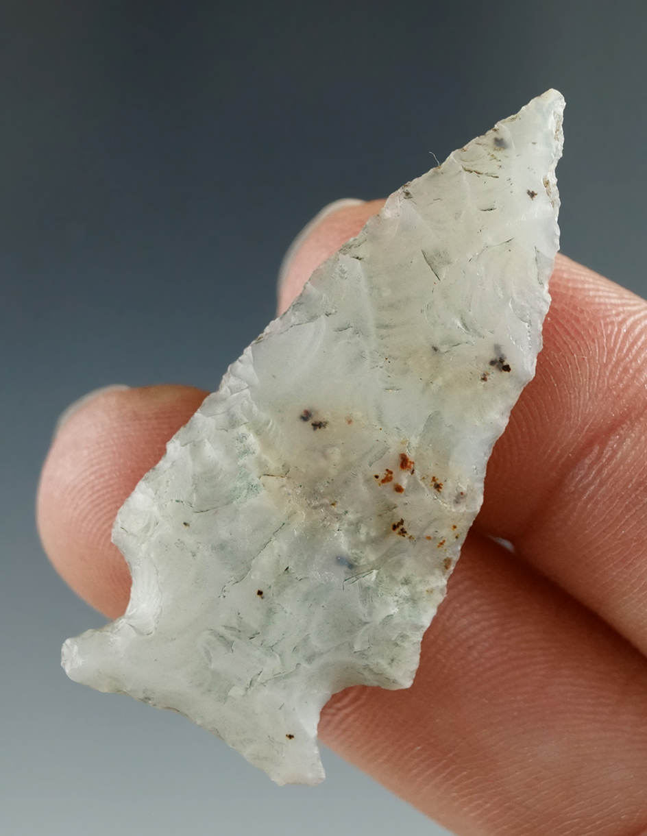 1 3/4" Sidenotch Point made from White Translucent Agate, found near the Columbia River.
