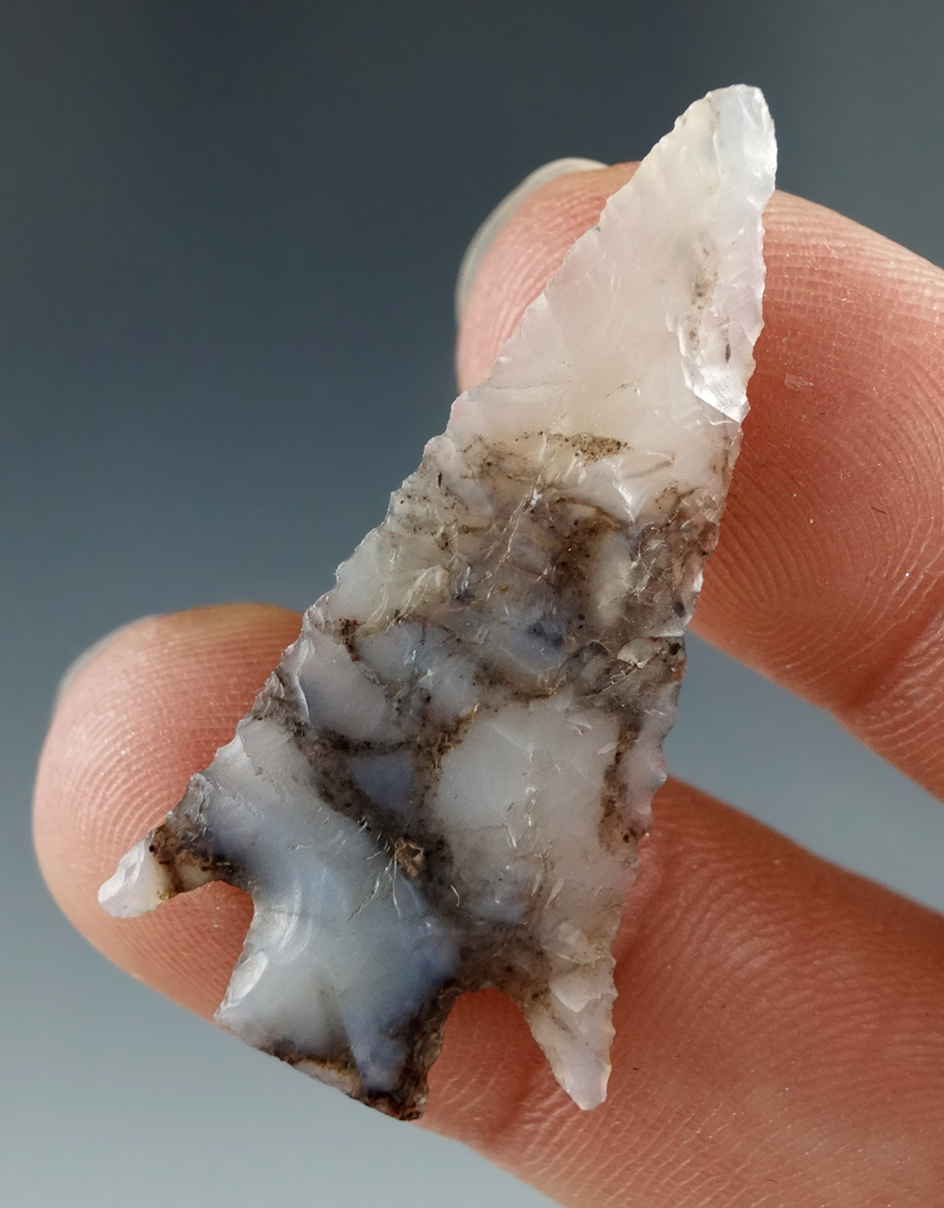 1 1/2" Square Stem Dart made from Transparent Moss Agate, found near the Columbia River.