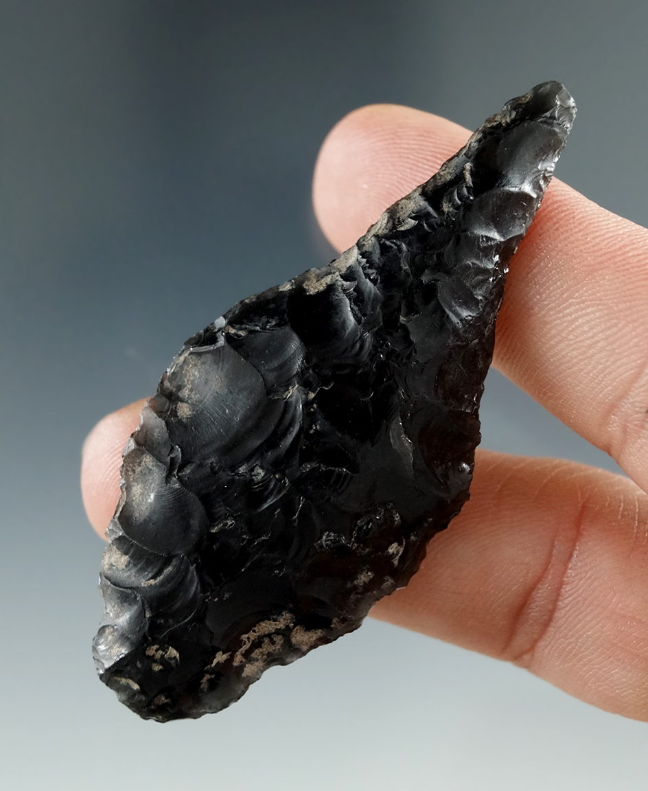 2 1/2" Drill made from Obsidian, found in the Great Basin, Oregon.