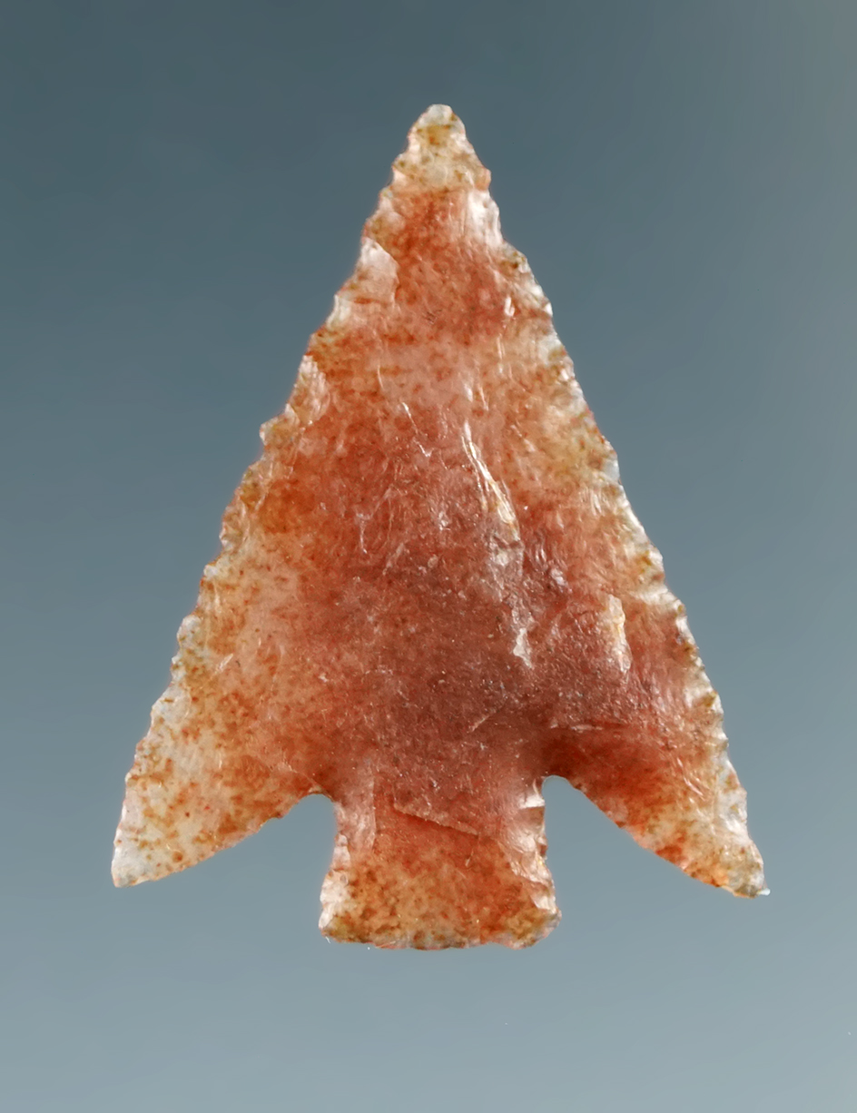 15/16" Eastgate made from Orange Translucent Moss Agate, found near the Columbia River.