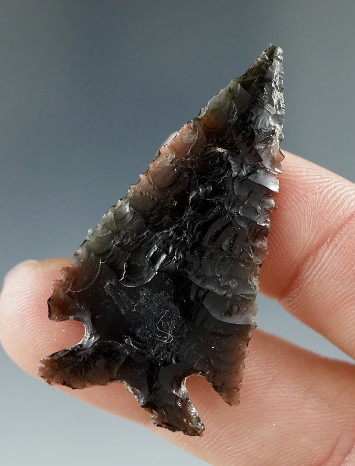 1 3/4" Elko Eared made from Translucent Obsidian, found in the Great Basin, Oregon.