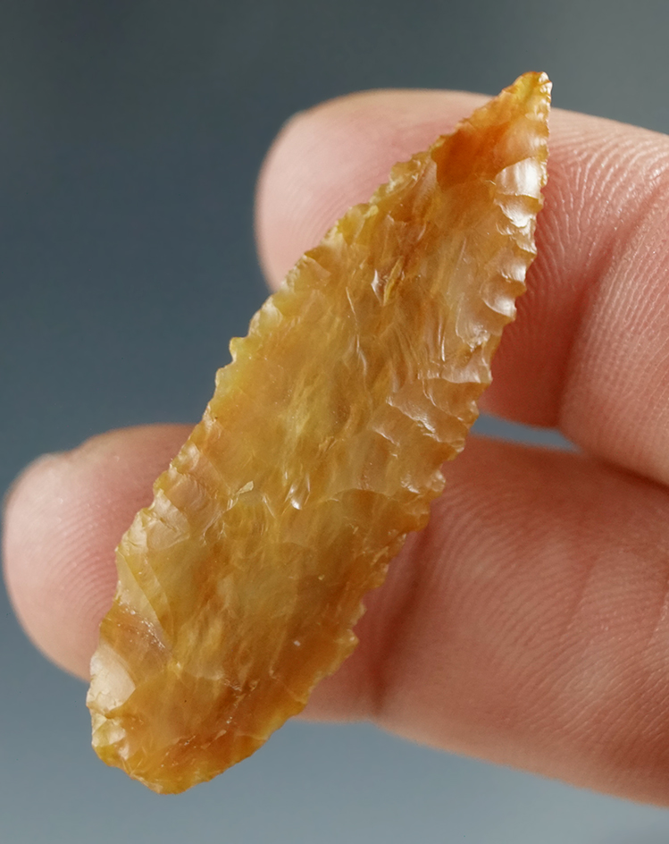 1 5/8" Shouldered Cascade Blade made from Translucent Caramel Agate,Columbia River.