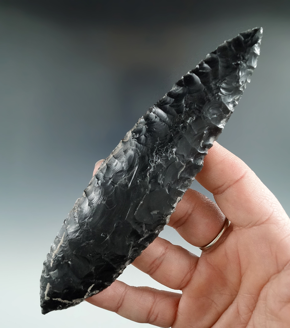 5 3/4" Bi-point Knife made from Obsidian, found in the Great Basin, Oregon.