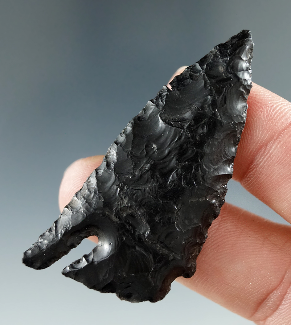 2" Deep Notch made from Obsidian, found in the Great Basin, Oregon.