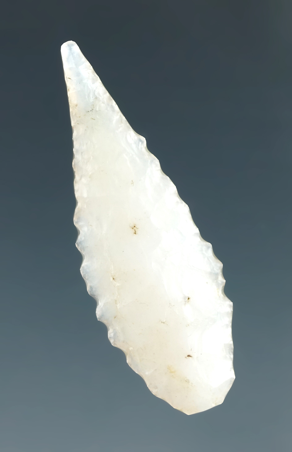 1 1/4" Cascade Leaf with nice serrations made from Clear White Agate,  Columbia River.